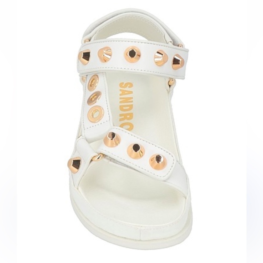 $360 New SNADRO White Sandals with Gold Accents - Picture 3 of 6